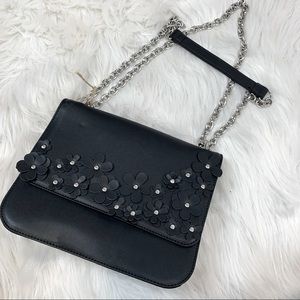 Black Bag With 3D Flowers